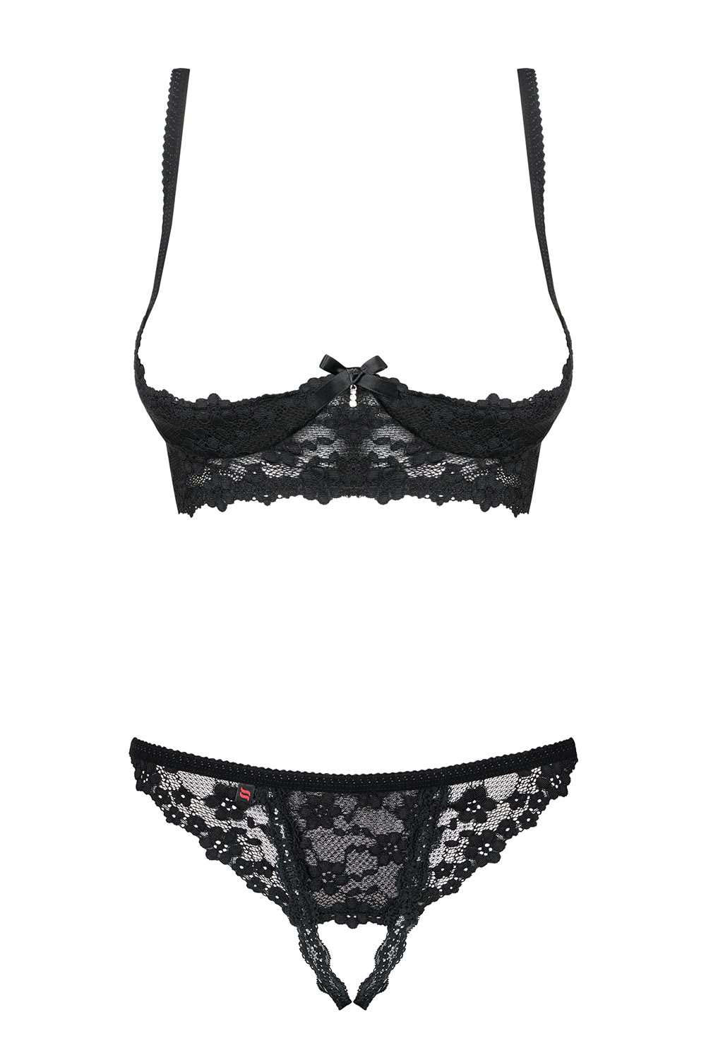 black lace crotchless lingerie